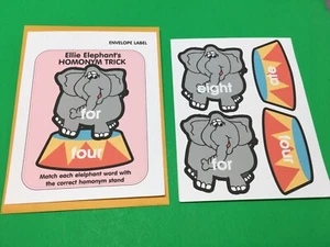 Ellie Elephant’s Homonym Trick - DIY Envelope Game PRINTED - Picture 1 of 2