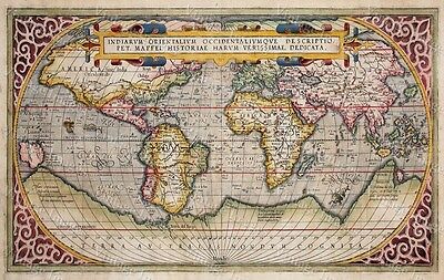 HUGE Historic 1589 WORLD MAP OLD ANTIQUE STYLE WALL MAP FINE Art Print POSTER • 82.37$
