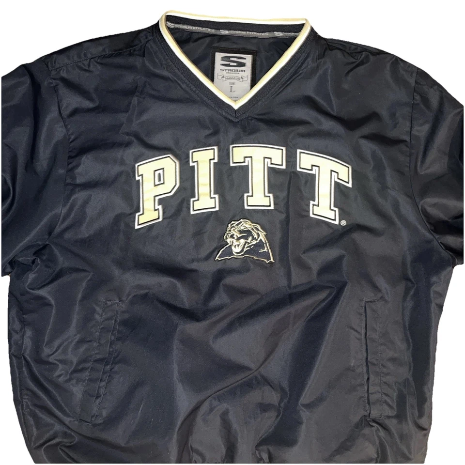 PULLOVER VTG Athletic Pittsburgh Panthers Pitt V-Neck Blue Large Football. - Image 1 of 4