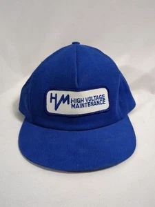 Vintage HM High Voltage Maintenance Patch Hat Snapback Blue Corduroy USA Cap - Picture 1 of 7