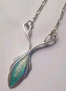 LJ Sterling Silver Beautiful Enamel Pendant Necklace R18M - Picture 1 of 4