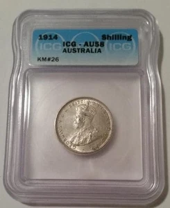 Chelín de plata Australia George V 1914 AU58 ICG - Imagen 1 de 4