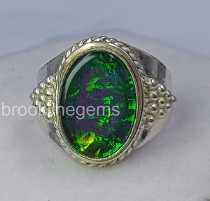 Anillo de moldavita talla 8,6 corte ovalado gema creada en laboratorio plata de ley EGL 5ASX - Imagen 1 de 7