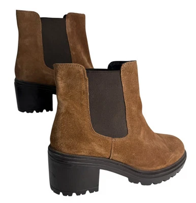 Botas de Cuero GEOX Talla 8 Marrón Tobillo Chelsea Suela Pull On Lug Nuevas Sin Caja Foto 1 de 4