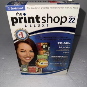 New Print Shop Deluxe Version 22 PC Broderbund Windows 2000/XP 4 CD-ROM Sealed - Picture 1 of 7