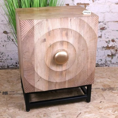 Parika Mango Wood Bedside Cabinet Home Decor Luxury Boho Bedroom Modern - Image 1 of 4