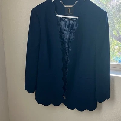 Ted Baker Dark Blue Scalloped Blazer Jacket - Image 1 of 4