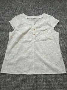 White Embroidery Short Sleeve Blouse Size XL By Shein. - Picture 1 of 5