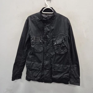 Barbour Wax Waterproof Black Biker Motorrad Jacke Mantel Slim Fit Size Medium - Bild 1 von 9