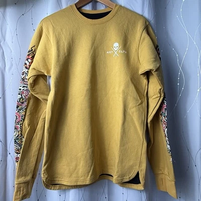 Sullen Art Collective 圆领运动衫保暖衬里火焰头骨 M 码 — 第 1/4 张图片