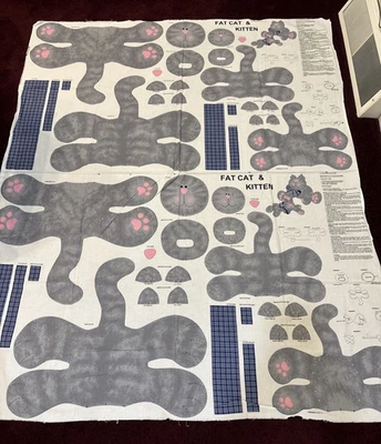 Cut and Sew Cotton Fabric Panel Fat Cat and Kitten 2 PANELS Cranston - Image 1 of 4