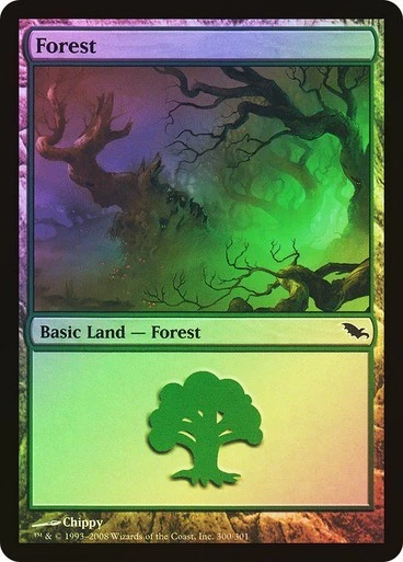Forest #300/301 Foil x1 Shadowmoor Basic Land Chippy MTG Magic the Gathering  - Image 1 of 1