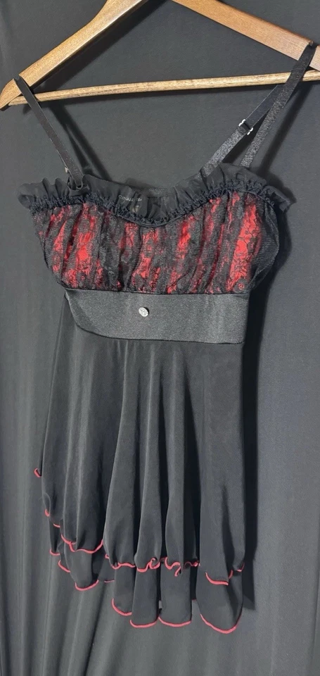 Lencería camisón babydoll negro y rojo Whimsigoth Coquette Vamp Fairy Foto 1 de 4