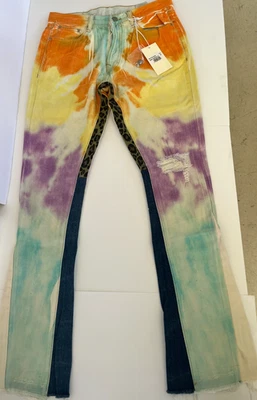 NUEVO MNML B412 Naranja Púrpura Amarillo ALGODÓN Acampanado Denim Pantalones Talla 30 Unisex Foto 1 de 4