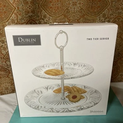 Godinger 2 Tier Platter Tray Server - Dublin Collection Silver Brand New - Image 1 of 4