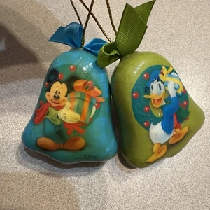 Set Of 2 Mickey Mouse Donald Duck Christmas Ornaments Disney Bell Shape Read  - Picture 1 of 11