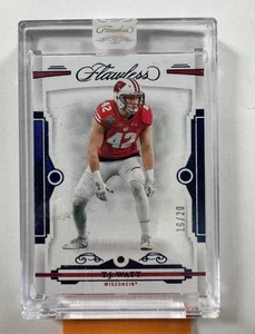 2022 Panini Flawless Collegiate Sapphire #80 T.J. Watt GEM RELIC /20 - Picture 1 of 3