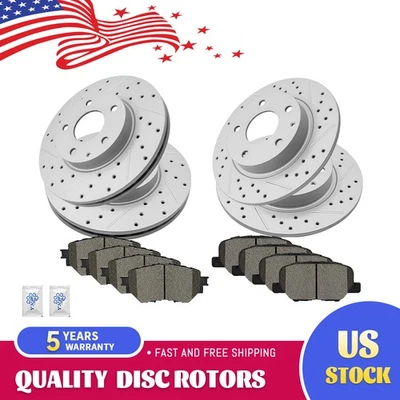 Front Rear Drilled Brake Rotors & Ceramics Pads for 2014 - 2018 Mazda 3 Sport - Image 1 of 4