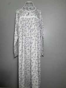 Croft & Barrow Womens Nightgown SIZE 1X Gray Floral Long Sleeve Sleepwear New - Picture 1 of 9