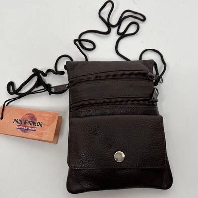 Bolso Bandolera de Viaje Paul & Taylor Marrón Cuero Genuino Multi Bolsillo Carteras Foto 1 de 4