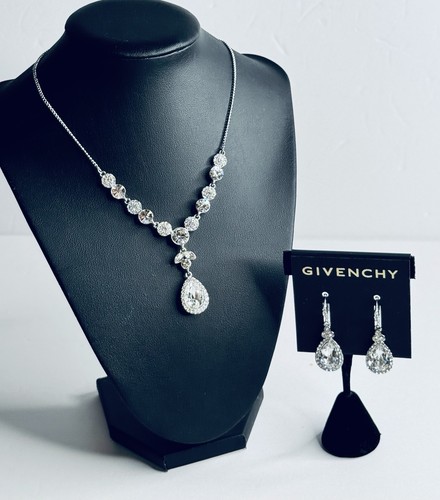 Givenchy Set Collana e Orecchini Cristalli Tono Argento