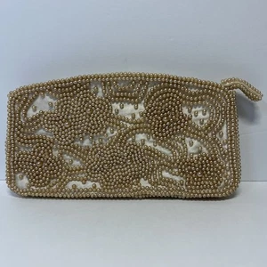 Bolsos clutch de colección beige con cuentas perladas con cremallera de Dormar diseño exquisito 7 1/2 x 4 - Imagen 1 de 21