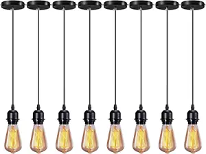 Industrial Mini Pendant Light Kit E26 E27 Base Edison Vintage Style Black Cord H - Picture 1 of 12
