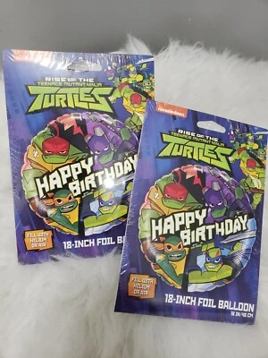 2 NINJA TURTLE Happy Birthday Foil Helium Balloon 18 Inch Boy Decorations - Image 1 of 3