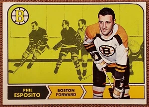 1968 Topps #7 Phil Esposito Boston Bruins Authentic Vintage Original Hockey Card - Bild 1 von 6