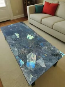 48"x24" Stunning Labradorite Stone Dining Table Handmade Furniture Crystal Decor - Picture 1 of 7
