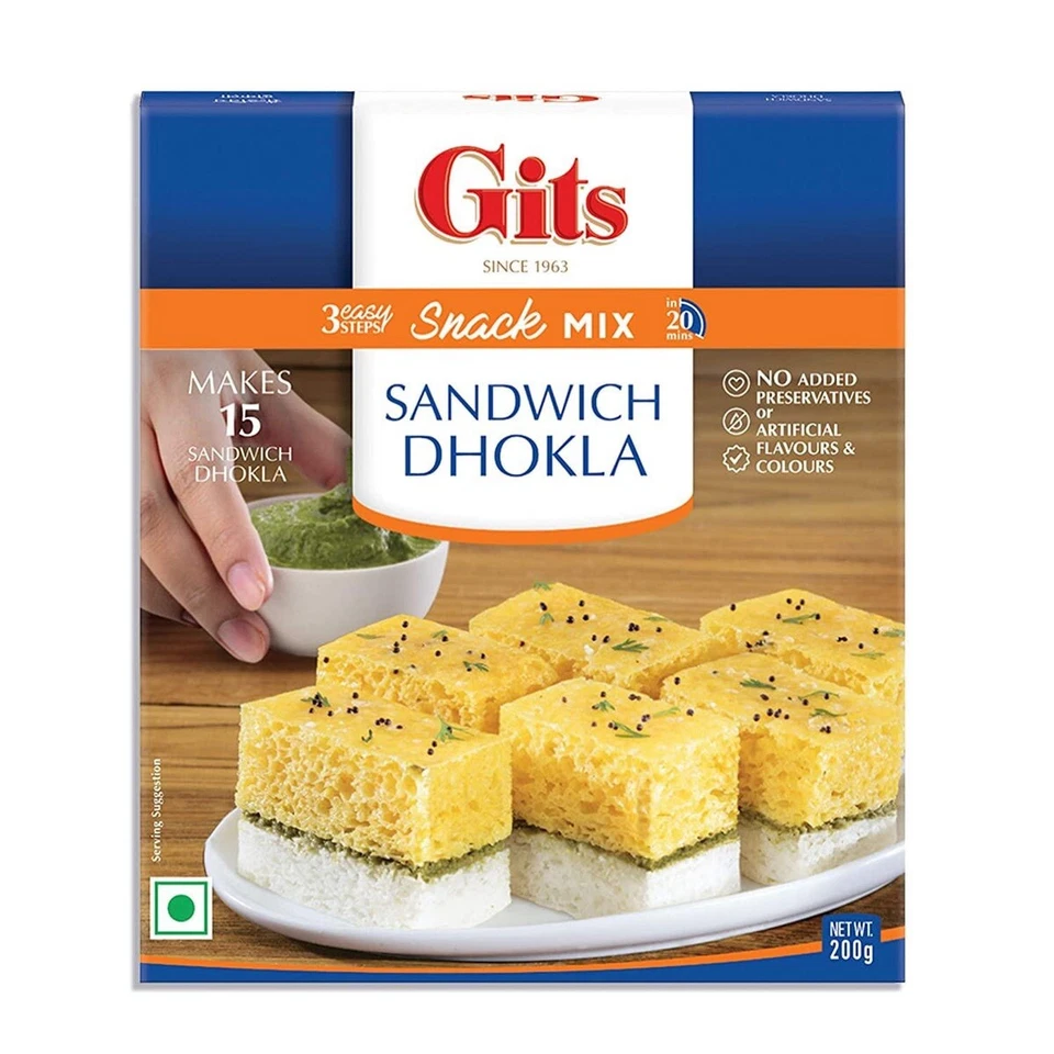 Gits Sandwich Dhokla Instant Snack Mix 200g- Makes Popular Gujarati Savory Snack - Image 1 of 1