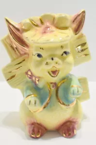 Vintage Planter Window Sill Rabbit Bunny Flower Waist Coat Pink Yellow Greenl - Picture 1 of 10