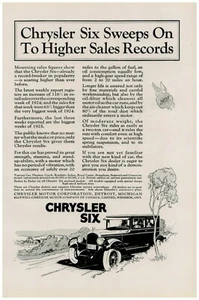 1926 Chrysler Six Automobile Vintage Print Ad T6 - Picture 1 of 1