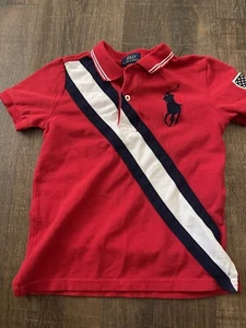 Polo Ralph Lauren Shirt Youth Size 6 Red White Blue Big Pony USA Flag July 4th - Picture 1 of 7