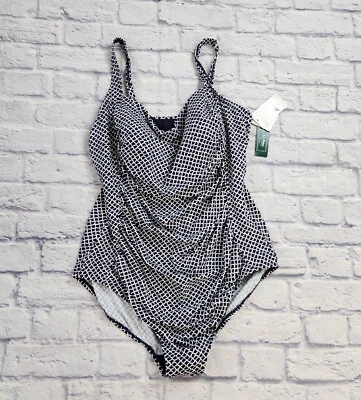 LL BEAN One Piece Swimsuit Women's 24 W Navy Tank-suit  Sunblocking - Image 1 of 4