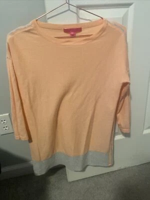 Lilly Pulitzer Melocotón Naranja Gris Rayas Suéter Camisa Blusa Talla Xs Foto 1 de 4