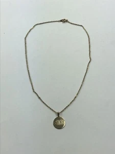 Necklace Monogram Initial Pendant "JMK" Gold Tone ~15.5" Chain Spring Ring Clasp - Picture 1 of 8