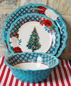 pioneer donna Wishful Winter Teal Tree set 3 pezzi = cena, insalata, ciotola - Foto 1 di 7