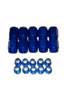 3/16 3AN BLUE ALUMINUM NUT AND SLEEVE FOR 3/16 NITROUS OR BRAKE HARD LINE (10ea) - Picture 1 of 1