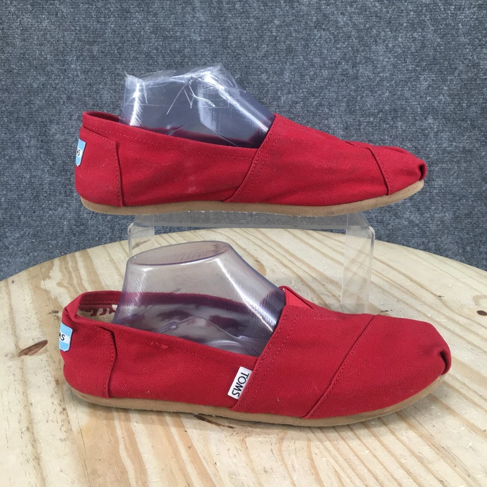 Toms Shoes Womens 10 Classic Slip On Flats Comfort 001001B07 Red Canvas Low Top - Image 1 of 4