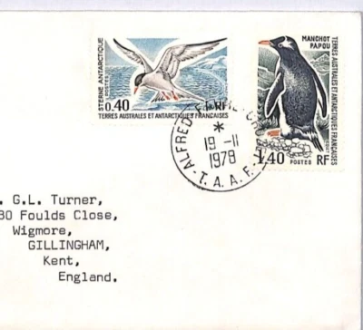 FRENCH ANTARCTICA Cover TAAF *PENGUIN* 1f40c Manchot Papou 1978 {samwells}PH10 - Image 1 of 4