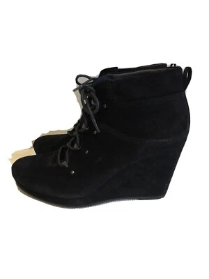 VIA SPIGA 9M V-DEKEL BLACK SUEDE WEDGE BOOTIES - Image 1 of 4