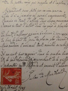 8/ JULES DE MARTHOLD / Poème Tableau Champetre à Albert Montreuil 1909  - Picture 1 of 3