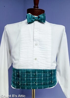 Conjunto de corbata y faja de seda de colección de los 80 patrón abstracto tejido texturizado tejido conjunto Foto 1 de 4
