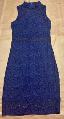 Mini Vestido Rhapsody Azul Marino Y2K Body Con Encaje Pointelle M Sexy Playa Boda Foto 1 de 4