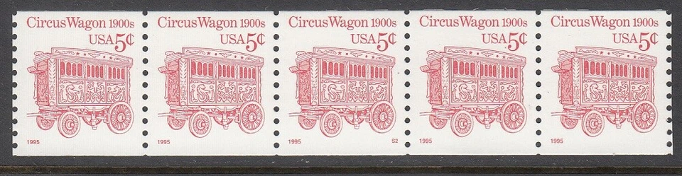 USA PNC SC# 2452D CIRCUS WAGON 5c. LOW GLOSS WHITE PAPER PL# S2 - MNH  - Image 1 of 1