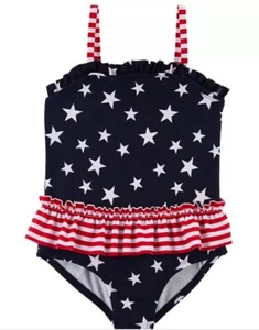NWT 9m Oshkosh july 4th bathing suit American flag RWB swimsuit stars stripes - Picture 1 of 5