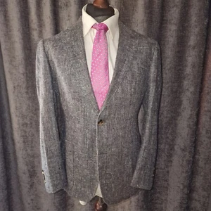 80% SILK /20% LINEN SLIM FIT BLAZER , GREY 42S EXCELLENT CONDITION - Picture 1 of 9