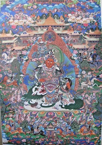 Tibetan Thangka Giclee Dorje Drolo Lapis Background Superb Details 24" x 35.5" - Picture 1 of 16