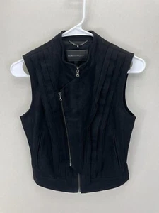BCBGMAXAZRIA Damien Moto Vest Women’s XS Faux Suede Double Zip Sleeveless Jacket - Picture 1 of 9